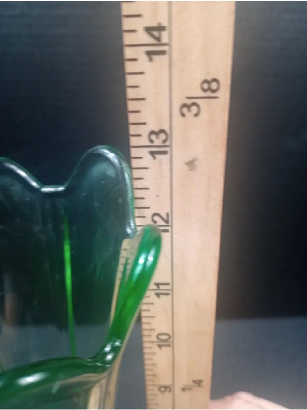 Vintage Retro Mid Century Uranium vaseline UV Reactive Clear Green Glass Viking